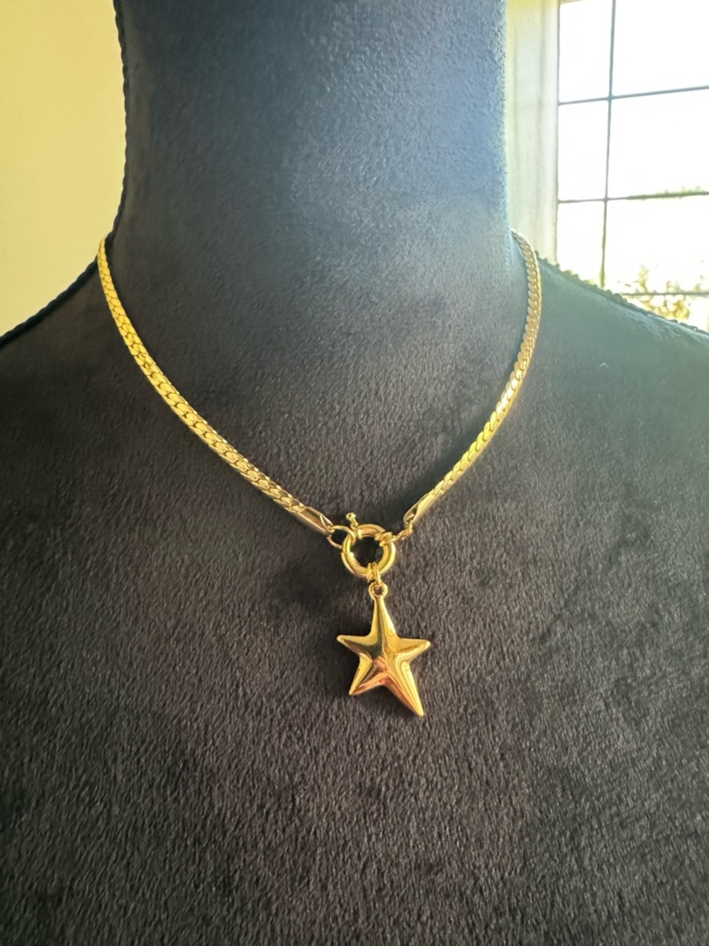 Gold Star Charm Necklace - Polished Gold Pendant